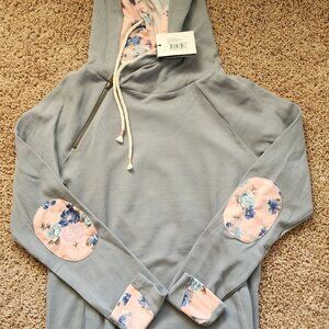 Doublehood Hoodie - Floral Elbow Patch